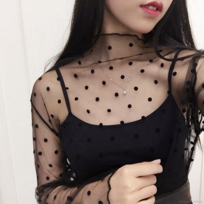 Áo lưới xuyên thấu màu đen siêu gợi cảm