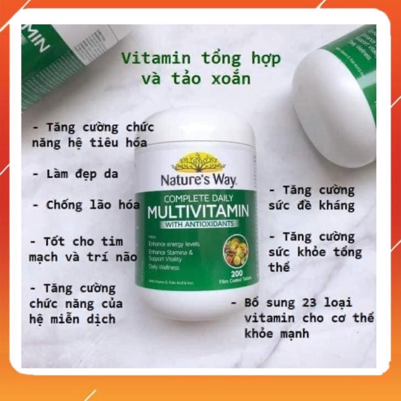 Vitamin tổng hợp và tảo biển úc , tảo xoắn Multivitamin Nature's way 200 viên