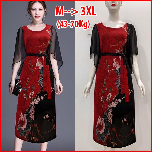 Thời Trang Trung Niên - Đầm Dự Tiệc Dành Cho Mẹ U50-60 Dáng Dài Voan In Hoa Bigsize 3269 3265 3285 3205 3348