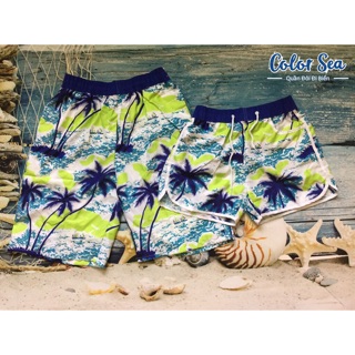 Bộ áo Quần đi biển cây dừa Mẫu DÉP CẦU VỒNG dễ thương vải cotton mềm mịn thoáng mát phù hợp đi biển