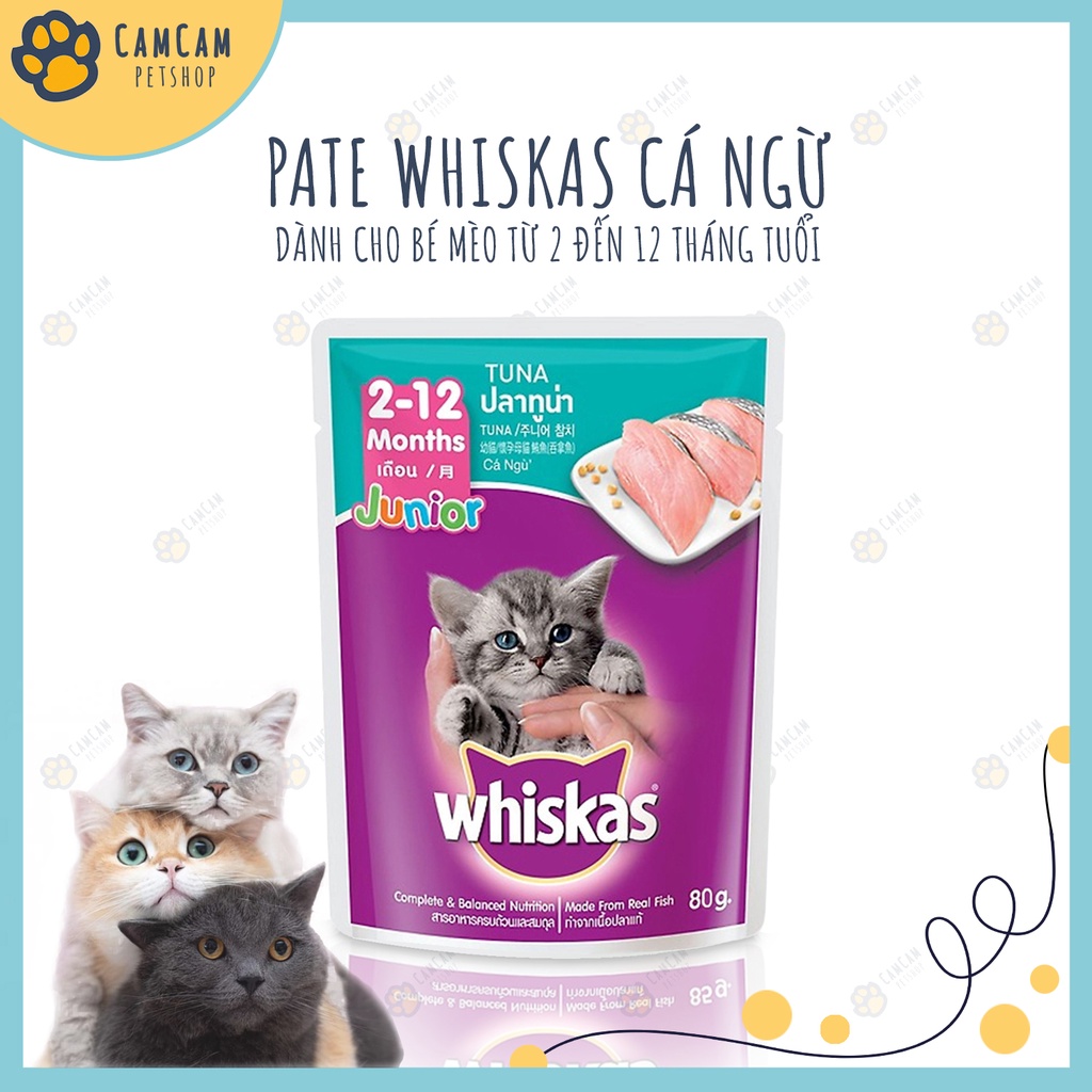 Pate cho mèo con, pate Whiskas gói 80gr - Thức ăn cho mèo con dạng nhuyễn