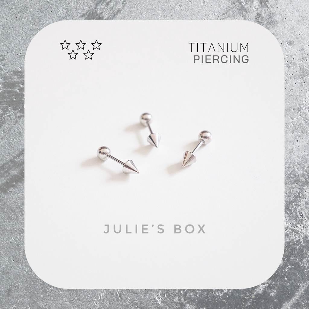 [1 Chiếc] Khuyên Tai Titan Unisex Hình Nhọn Bi Tròn Không Gỉ Sét Không Ngứa Bông Tai Julies Box 66