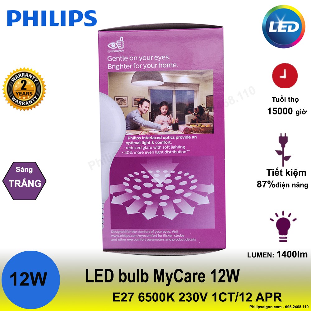 Bóng đèn Philips LEDBulb 12W E27 6500K/3000K 230V A60 1CT/12 APR