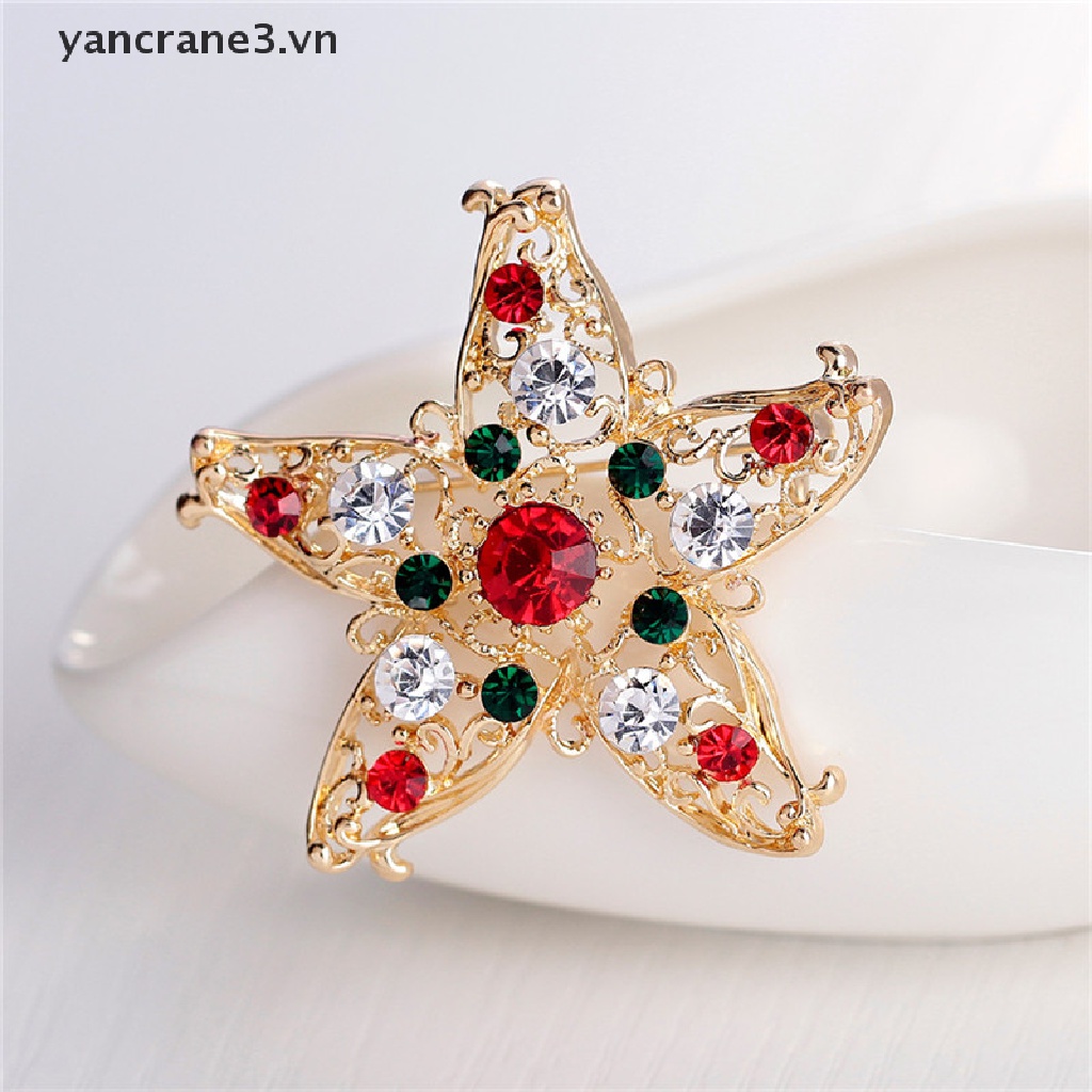 1 X Ghim Cài Áo Hình Người Tuyết / Ngôi Sao Đính Đá Pha Lê Thời Trang Unisex {yancrane3.vn}