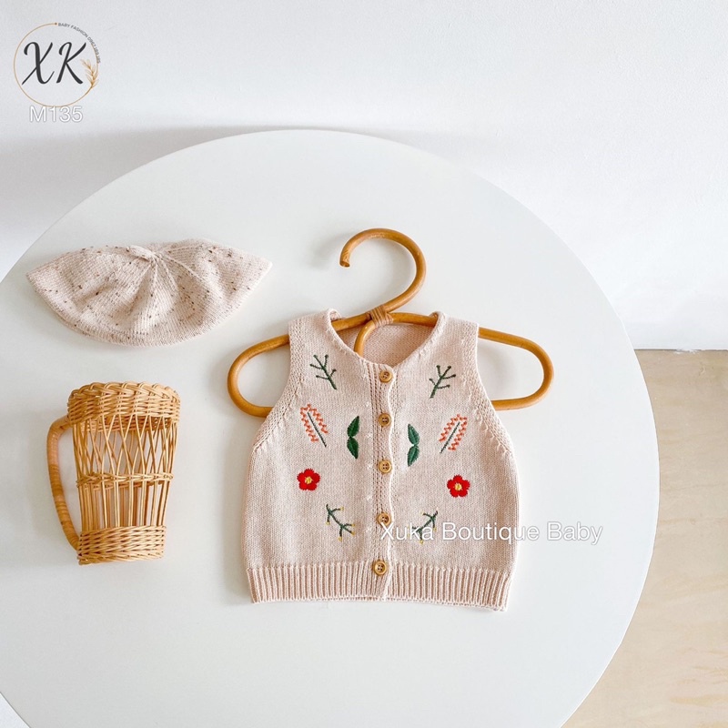 Áo Gile Len Bé Gái Thêu Hoa Quảng Châu Cao Cấp Cho Bé 0-2 Tuổi Style Hàn Quốc Chất Cực Kì Đẹp