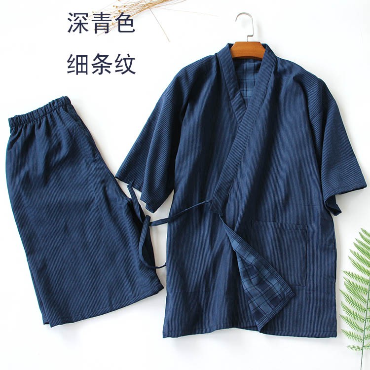 Bộ Đồ Ngủ Tay Ngắn Chất Cotton Phong Cách Kimono Nhật Bản Thời Trang Mùa Hè Cho Nam