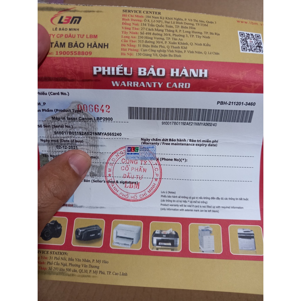 Máy in laser LBP Canon 2900 chính hãng Lê Bảo Minh phân phối