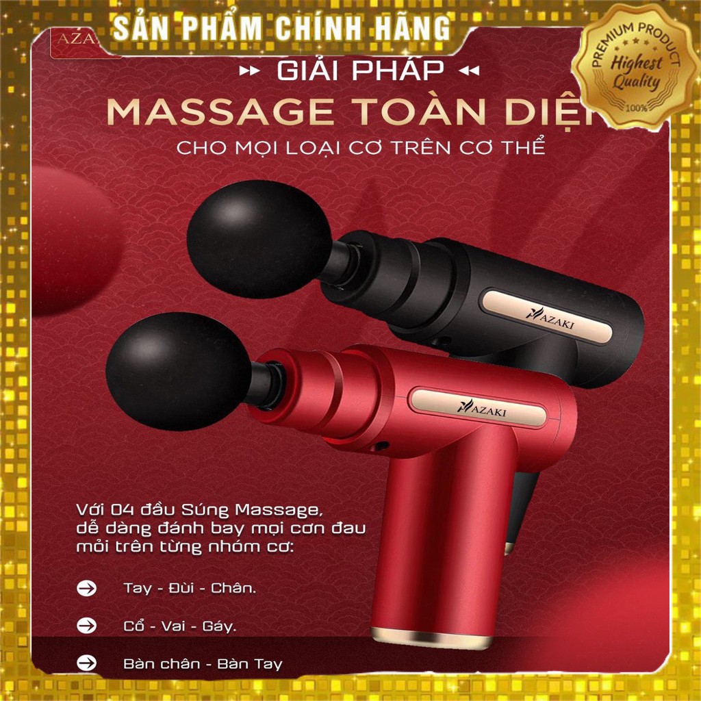 Máy Massage Cầm Tay Cao Cấp Thiết Kế Thời Trang Phá Tan Mỏi Nhức Với 06 mức độ rung khác nhau 04 đầu