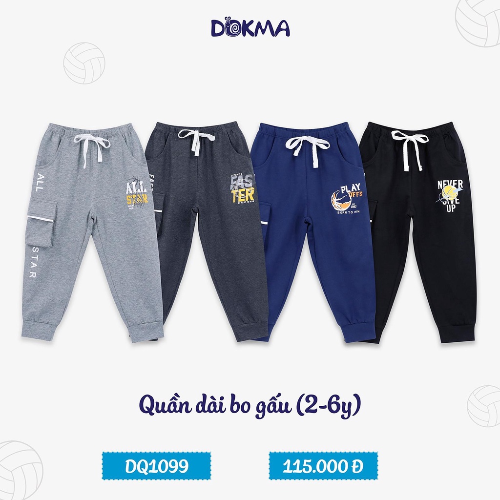 (2 tuổi) Quần dài bo gấu túi hộp Dokma - chất cotton mềm mịn, thoáng khí (DQ1099)