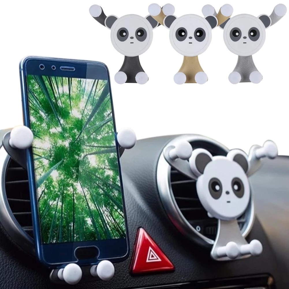 Giá Đỡ Điện Thoại Gắn Khe Điều Hòa Xe Hơi Hình Gấu Trúc Sáng Tạo