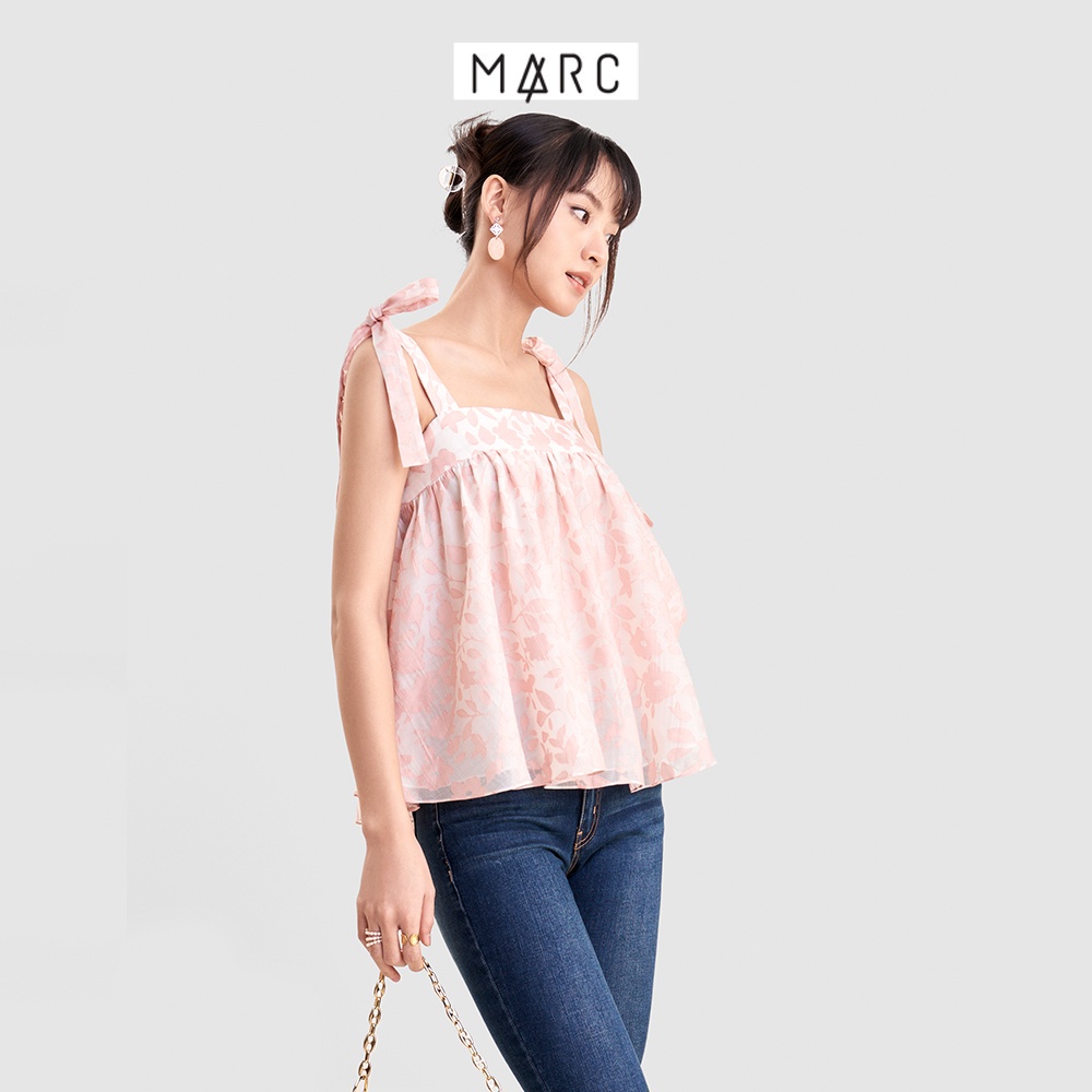 Áo kiểu nữ MARC FASHION 2 dây nơ form babydoll sheer hoa