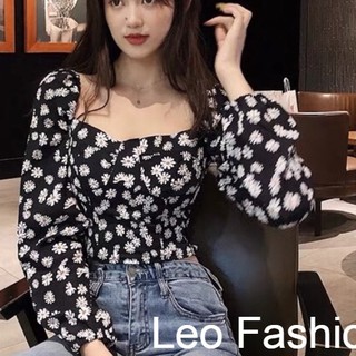 Áo kiểu hoa nhí tay dài xinh đẹp trẻ trung dành cho nữ