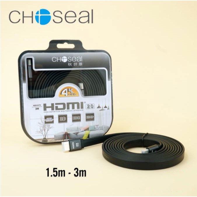 Dây cáp cao cấp HDMI CHOSEAL dẹt 1.5m, 3m hỗ trợ full HD, 3D, 4K