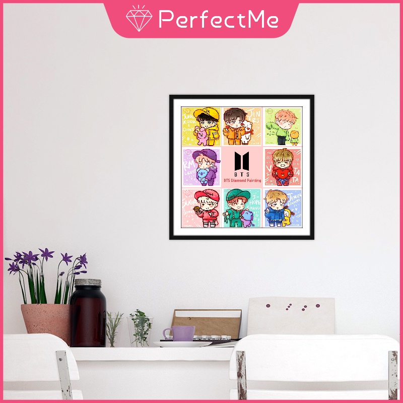 Tranh Đính Đá 5D Tự Làm Hình Nhóm Nhạc BTS 30x30cm