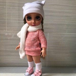 Set len dệt kim mùa đông búp bê animator