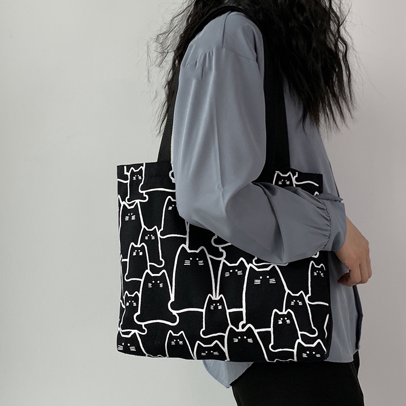 Túi xách canvas IELGY cỡ lớn thời trang Nhật Hàn đơn giản cá tính