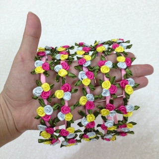 Cài tóc chùm hoa ruy băng handmade