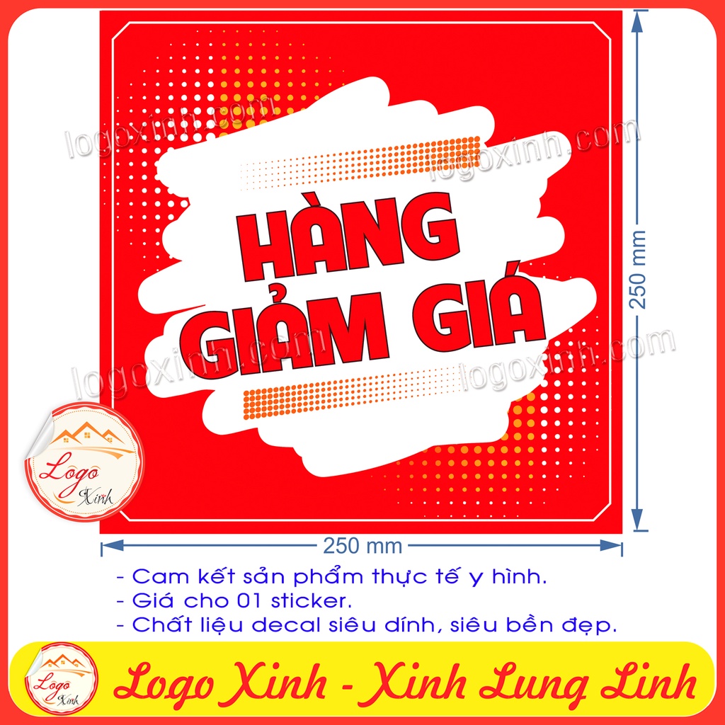 Logo Sticker Hàng Giảm Giá Sale Nhiều Kích Cỡ, Chất Liệu Decal Dán Trực Tiếp Dùng Cho Hàng Quán, Shop, Quầy Bán Hàng