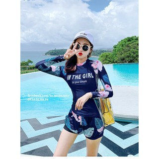 Đồ bơi dài tay nữ short hoa