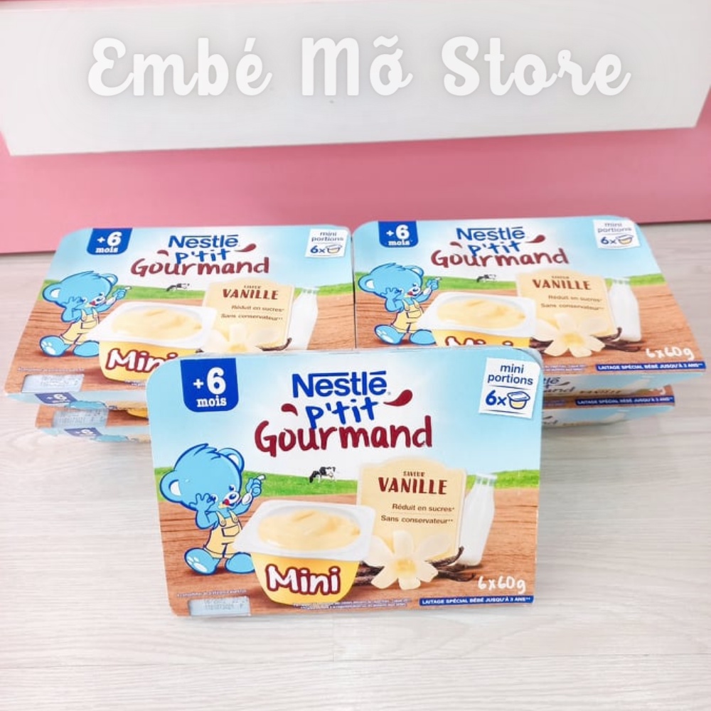 Váng Sữa Nestlé P'tit Gourmand Vani Pháp Cho Bé Ăn Dặm Từ 6 Tháng Lốc 6 Hũ - Em bé Mỡ