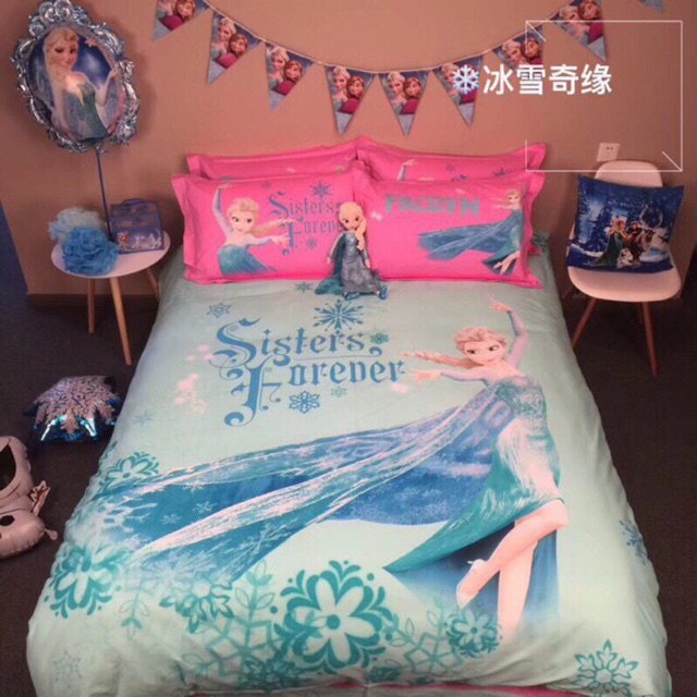 Bộ Chăn Ga Gối Cotton Lụa Hoạt Hình Díney Cho Bé Trai,Bé Gái