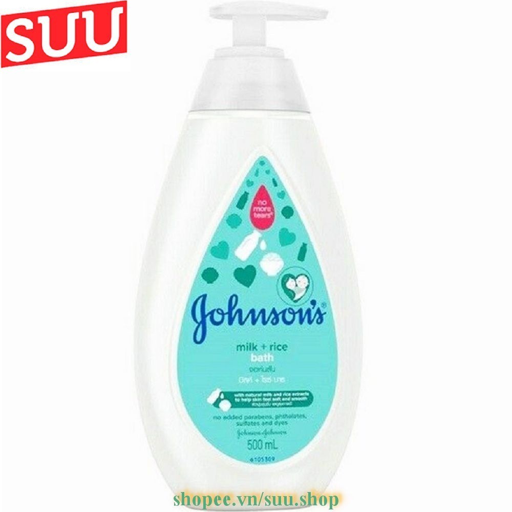 Sữa Tắm 500ml Johnsons Baby Bath Milk + Rice Chứa Sữa Và Tinh Chất Gạo suu.shop cam kết 100% chính hãng