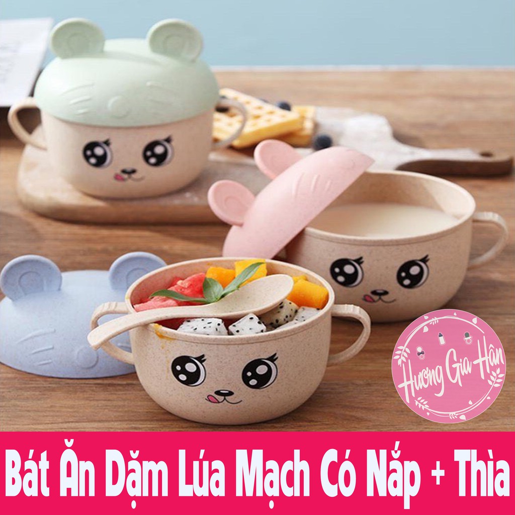 Tặng ThìaBát Ăn Dặm Lúa Mạch Cho Bé Có Nắp Đậy Kèm Thìa Khiến Bé Thích Thú Ăn Nhiều