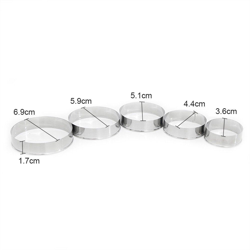 Bộ 5 Khuôn inox cắt bánh hình tròn nhiều kích cỡ