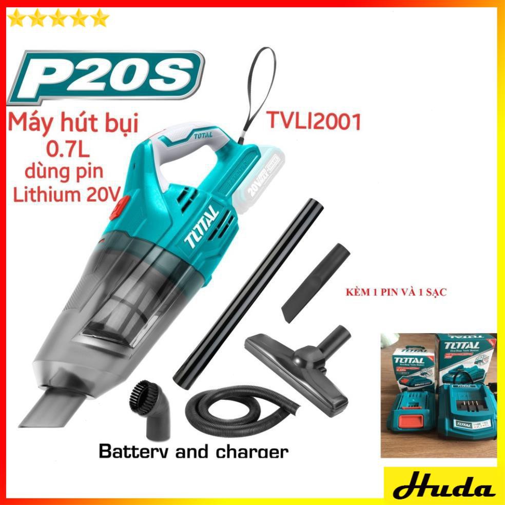 Máy hút bụi dùng pin Lithium 20V Total TVLI2001 KÈM 1 PIN VÀ 1 SẠC uio