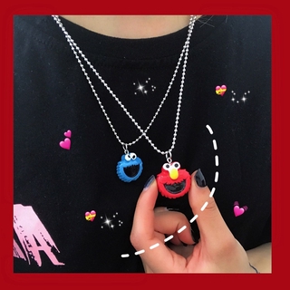 Vòng cổ Mặt Hoạt Hình Sesame Street ELMO COOKIE MONSTER Phong Cách Hip Hop Đường Phố