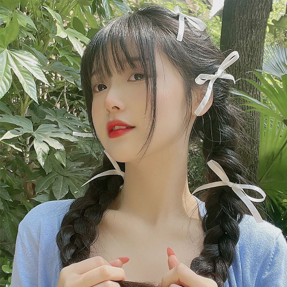 Kẹp Tóc Hình Nơ Phối Ren Dễ Thương Phong Cách Hàn Quốc Cho Nữ