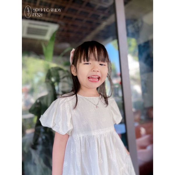 Váy thêu tay bồng bé gái 10-40kg