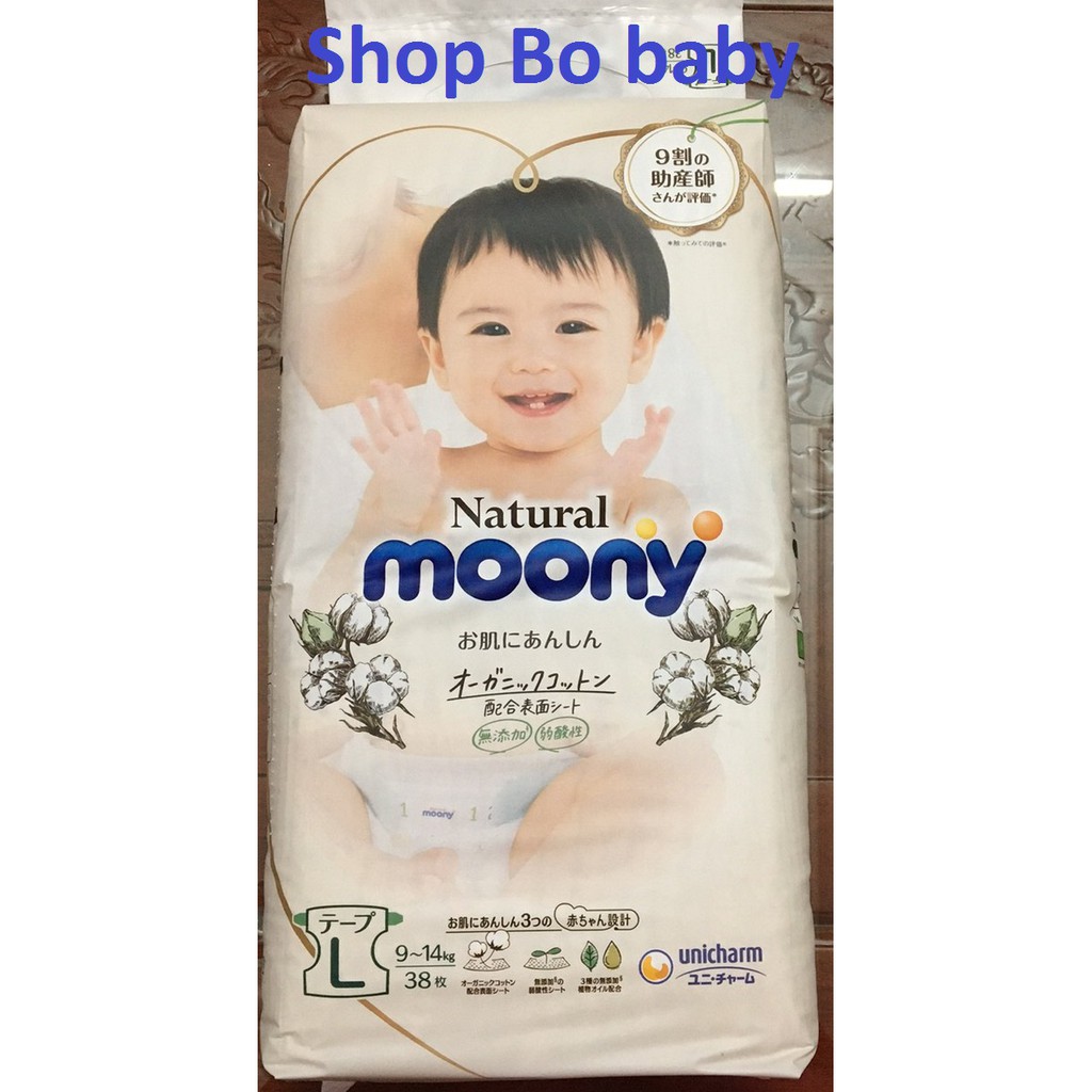 [Free Ship] Tã Bỉm Moony Natural Nội Địa Nhật Dán/Quần Dùng Cả Bé Trai, Bé Gái NB63/S58/M46/L38/L36/XL32