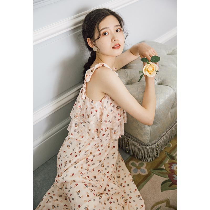 Đầm Chiffon Chữ A Hai Dây Dáng Chữ A Thời Trang Mùa Hè Phong Cách Pháp Hàng Mới