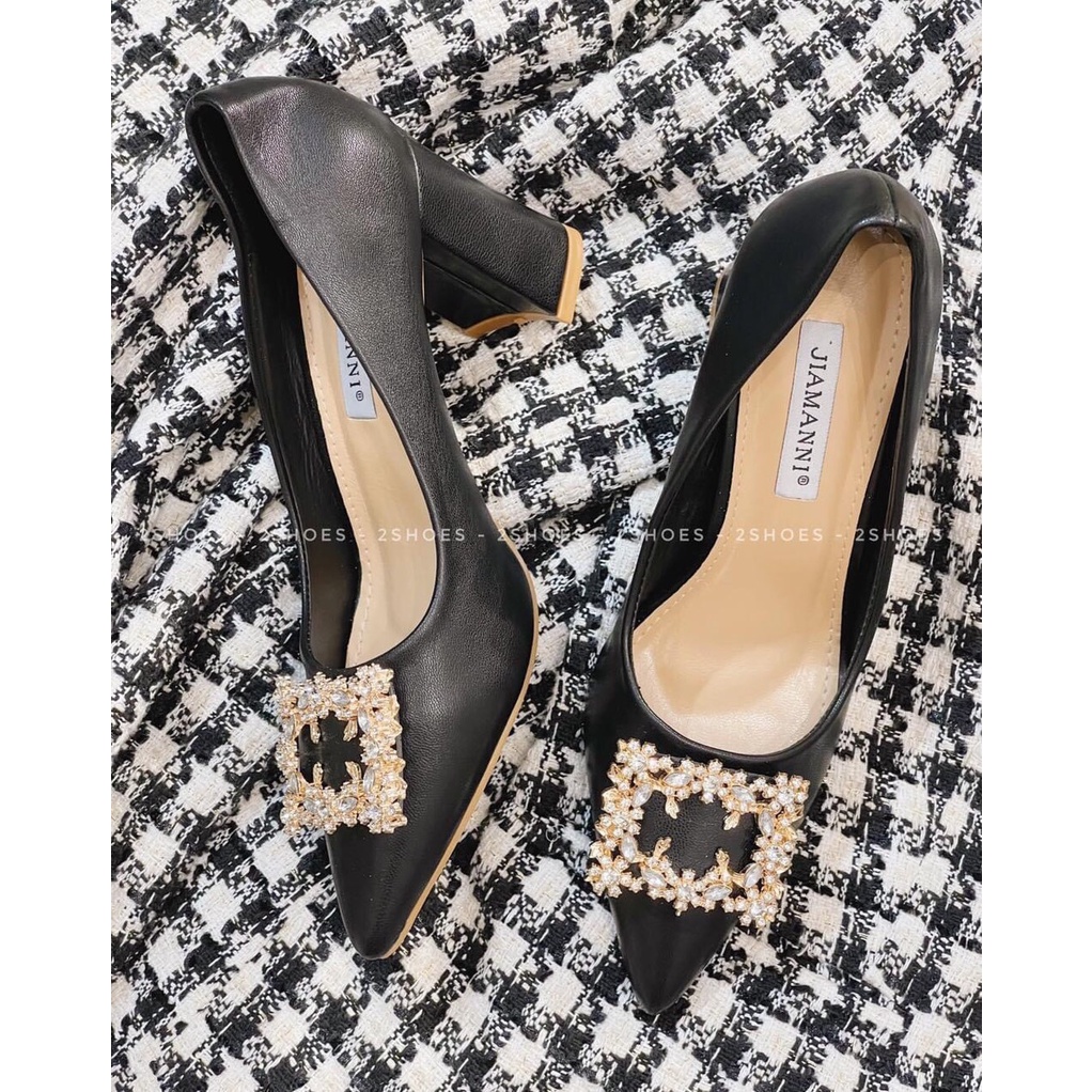 giày cao gót mũi nhọn 7p khóa đá dành cho công sở sang chảnh