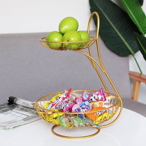 đĩa đựng hoa quả trái cây trang trí phòng khách phong cách châu Âu thiết kế nhiều tầng