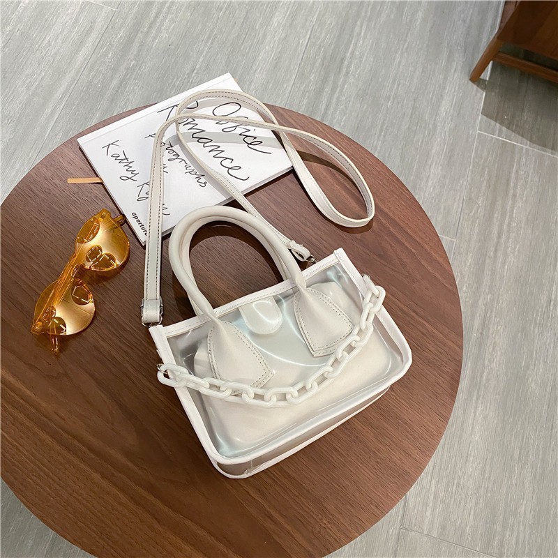 [Hot Sale] Túi Xách Trong Suốt 2 Lớp Quai Xích Đen Trắng Tím Hồng Sang Chảnh Phong Cách Thời Trang Hàn Quốc | BigBuy360 - bigbuy360.vn