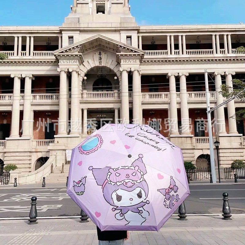 Dù Gấp Tự Động Che Nắng Mưa In Hình Hello Kitty Kuromi Cinnamoroll Melody Đáng Yêu
