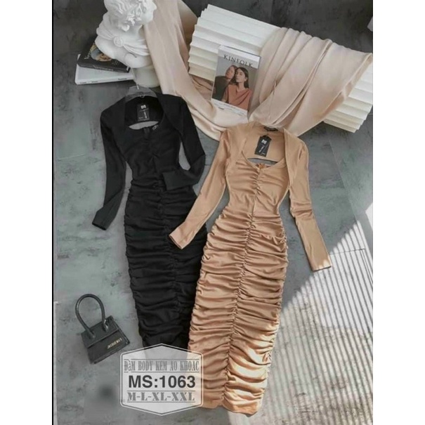 Đầm Bigsize Body Kèm Áo khoát (Bigsize 55kg Đến 100kg (M/L/XL/XXL)