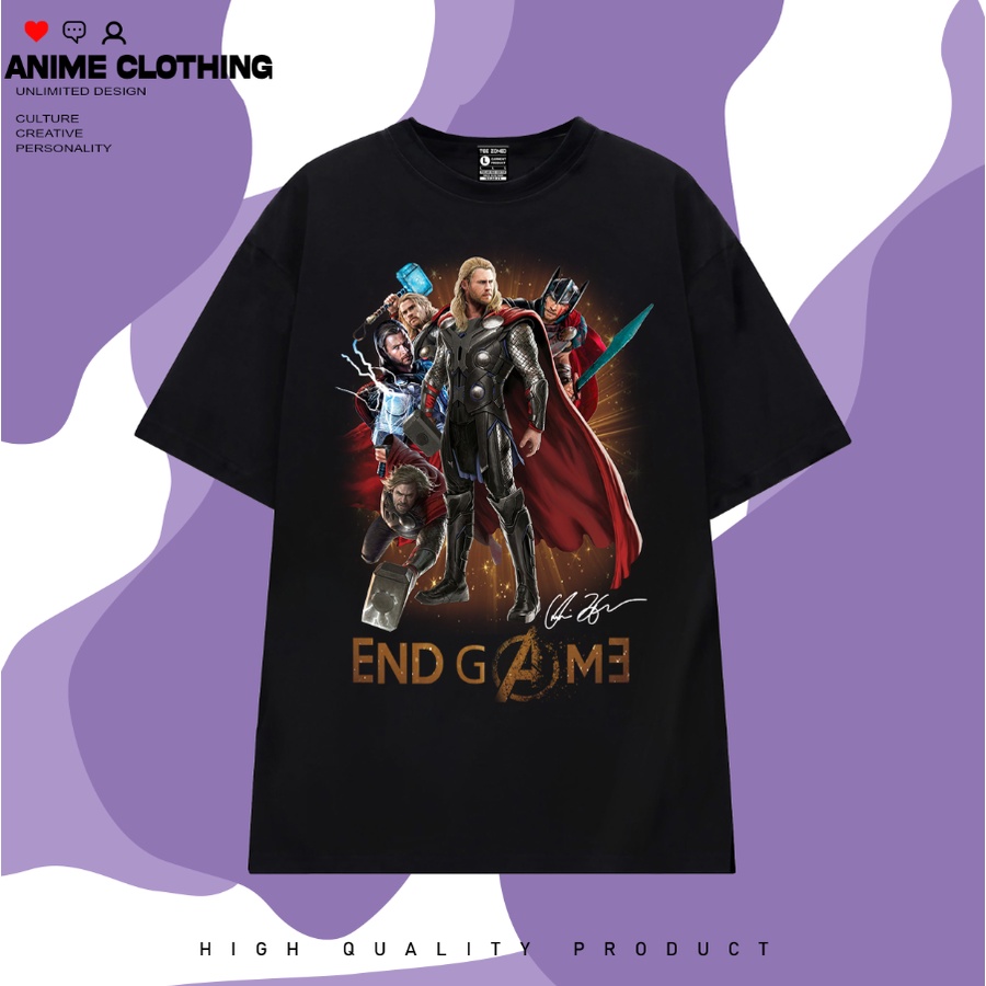 Áo thun in hình Áo Thun Đen Trắng Nam Nữ Unisex Thor Chữ Kí Marvel Avengers Endgame 100% Cotton Dáng Suông Thể Thao Ulzz