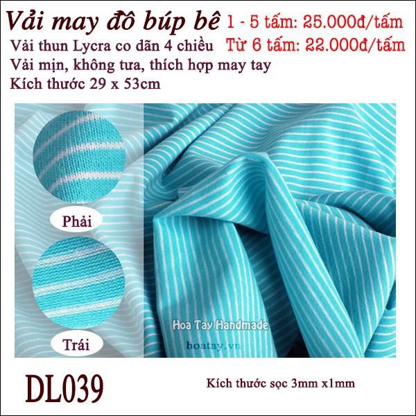 Vải Lycra may đồ búp bê- Vải co dãn 4 chiều, sọc 3mmx1mm DL039