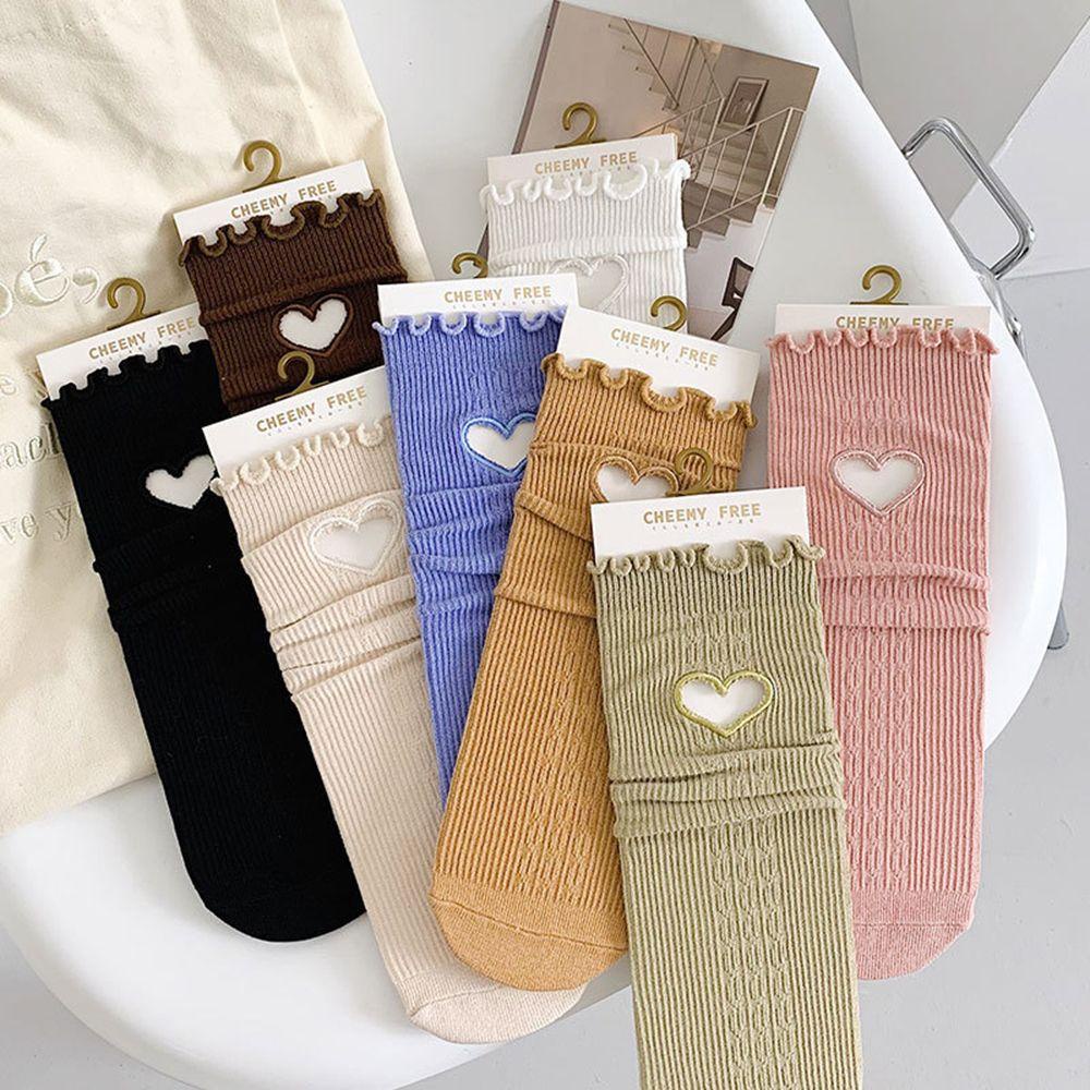 AROMA Đôi Vớ Cotton HọA TiếT TráI Tim ThờI Trang Cho Nữ