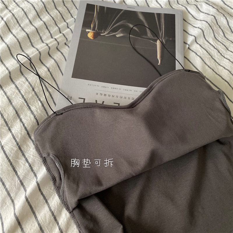 Áo croptop hai dây Xiaozhainv màu trơn phong cách Hàn Quốc quyến rũ