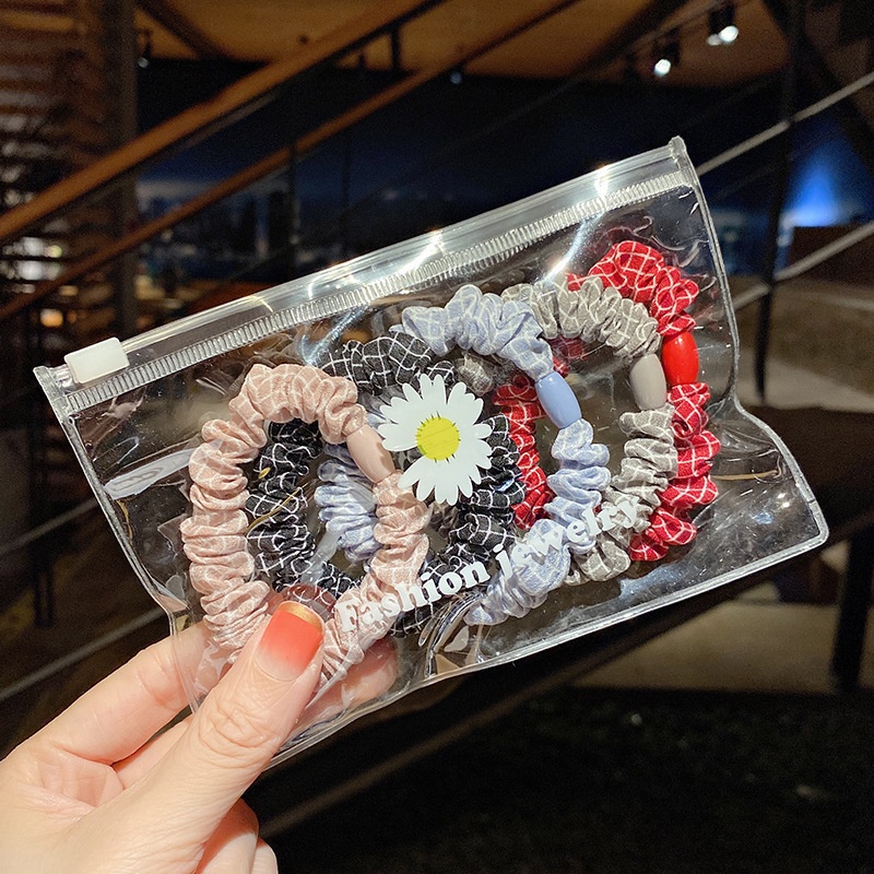 Dây thun buộc tóc đính ngọc trai nhân tạo / hoa / mặt cười phong cách Hàn Quốc (có bán lẻ)