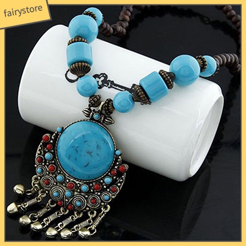 Dây Chuyền Mặt Hình Tròn Phối Tua Rua Phong Cách Bohomian Thời Trang Nữ Độc Đáo