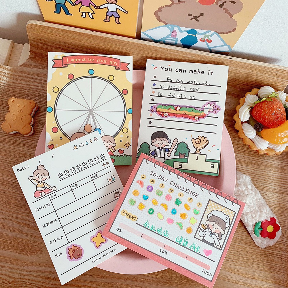 Sổ Tay Note Pad Xé Ghi Chú Nhắc Việc - Bộ Couple Đầy Màu Sắc Dễ Thương