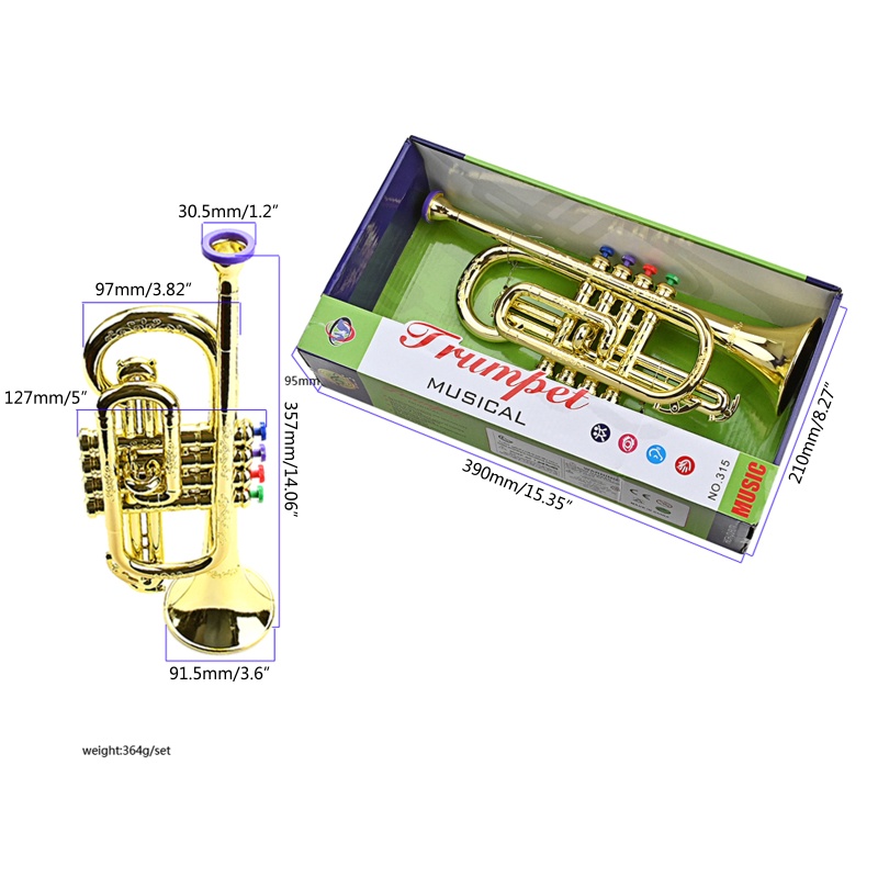 Kèn Trumpet Đồ Chơi Bằng ABS Phủ Vàng Cho Bé Mẫu Giáo