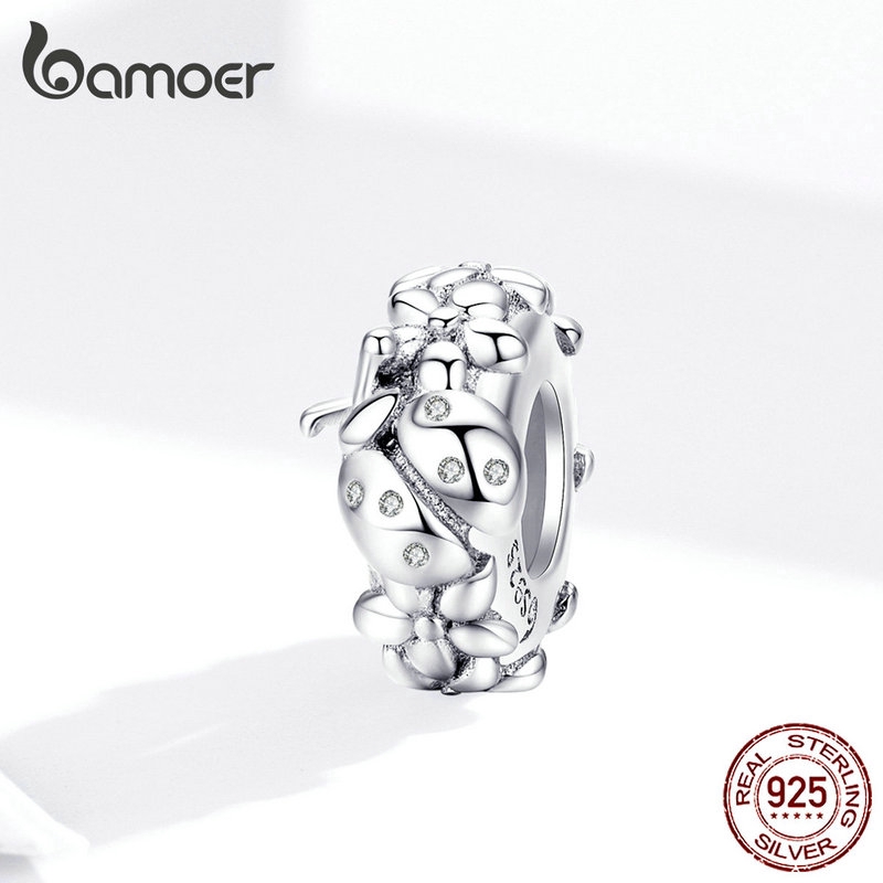 Hạt phụ kiện Bamoer BSC112 đính đá nhân tạo dùng làm vòng đeo tay cho nữ