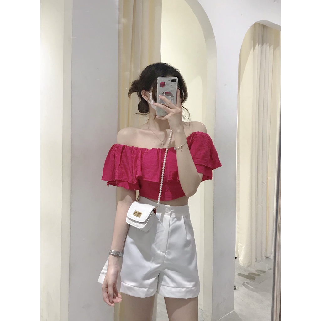 Set Short + Áo Bẹt Vai Hồng