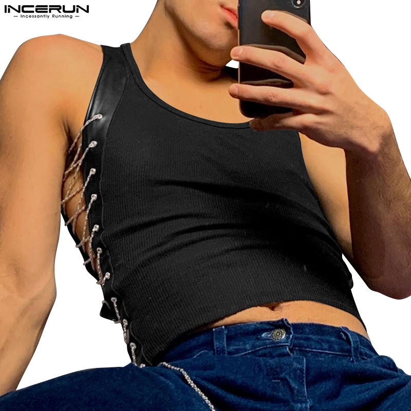 Áo ba lỗ INCERUN sát nách cột dây thời trang mùa hè cho nam